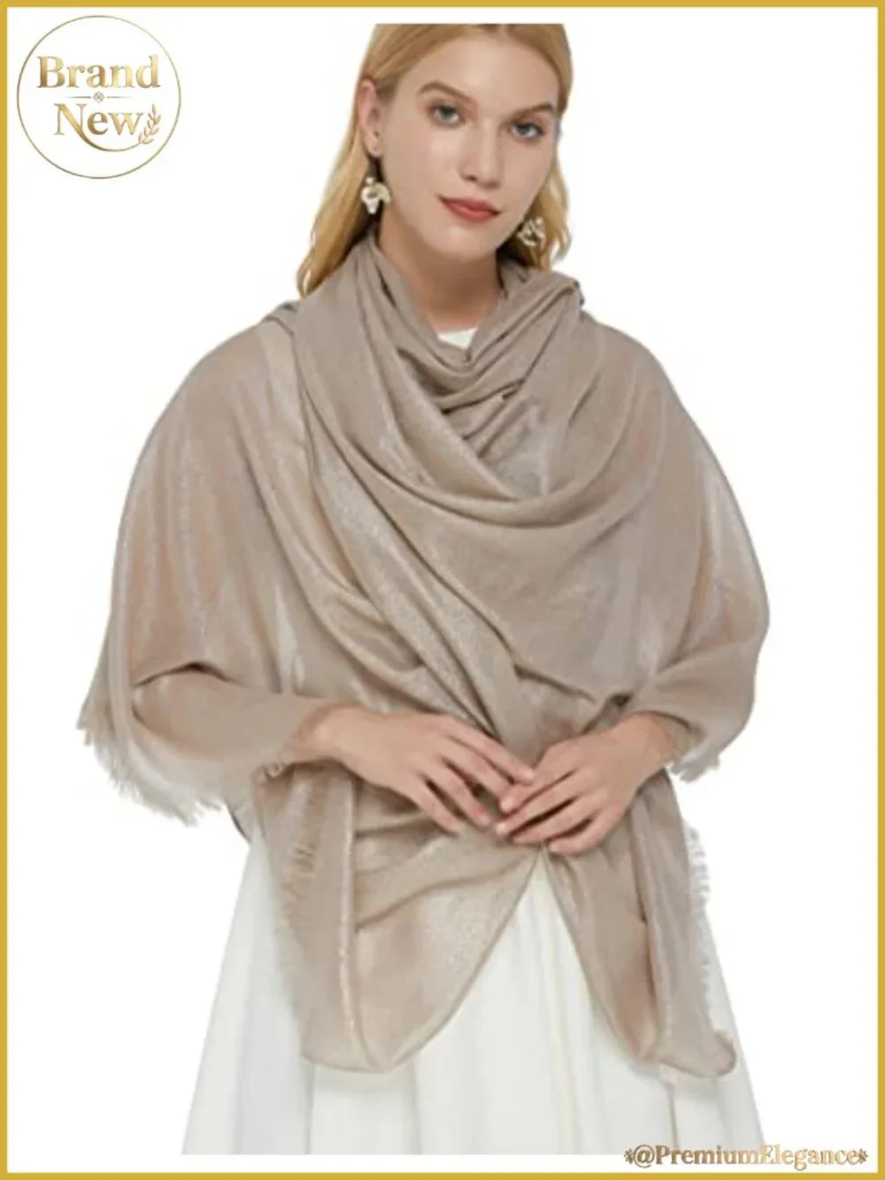 Metallic Sparkling Evening Shawl Lightweight Wedding Wrap for Party